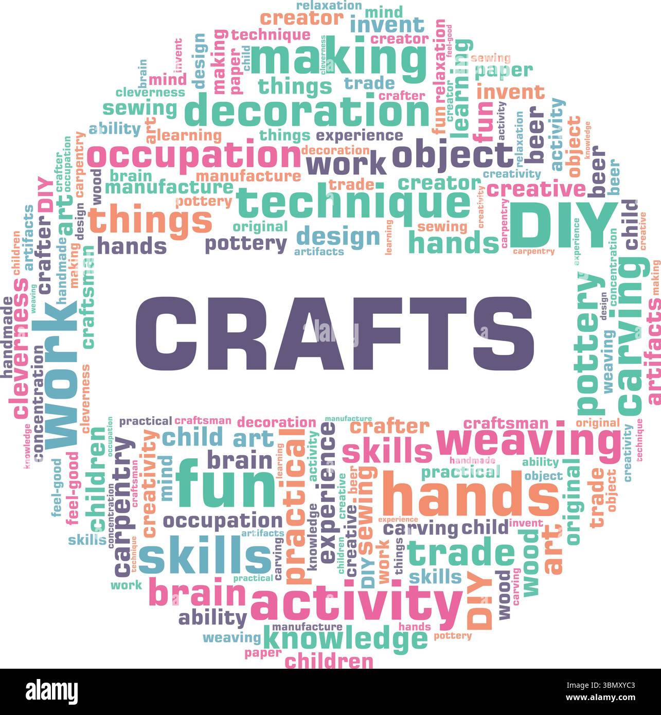 Crafts word cloud conceptual design isolated on white background Stock ...