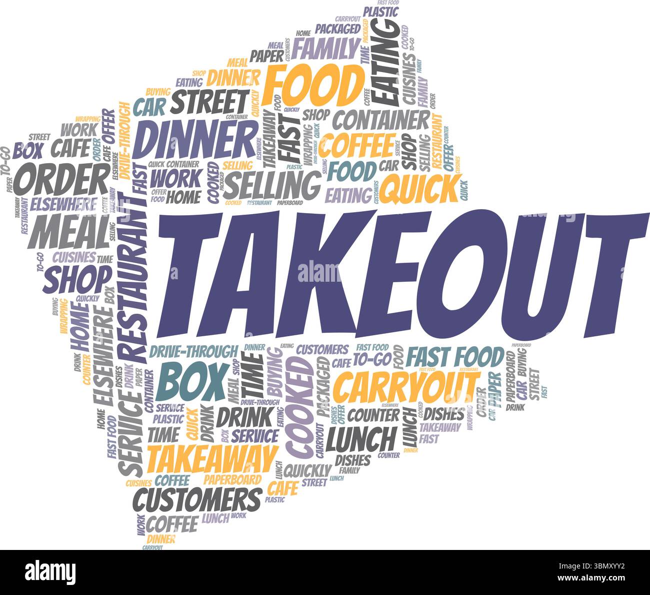 Takeout word cloud conceptual design isolated on white background Stock ...