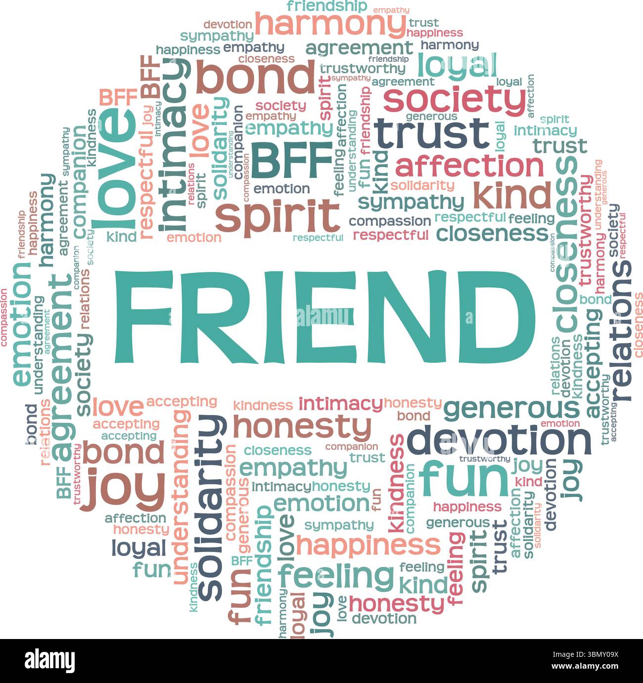Friend word cloud conceptual design isolated on white background Stock ...