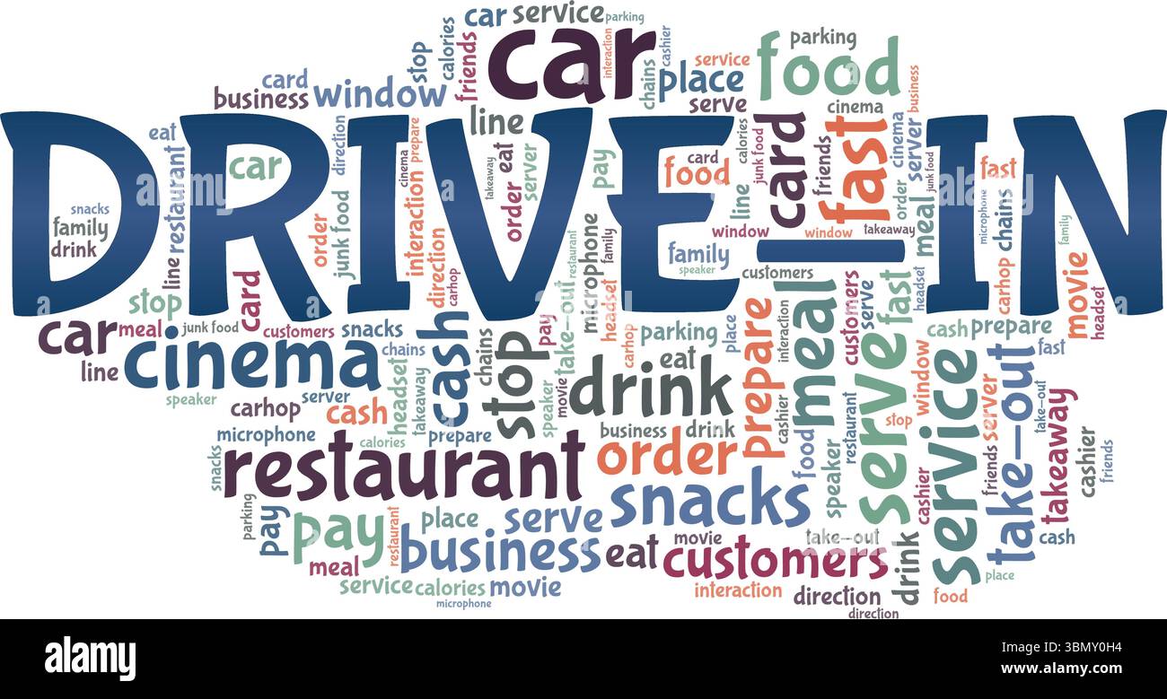 Drive-In word cloud conceptual design isolated on white background ...