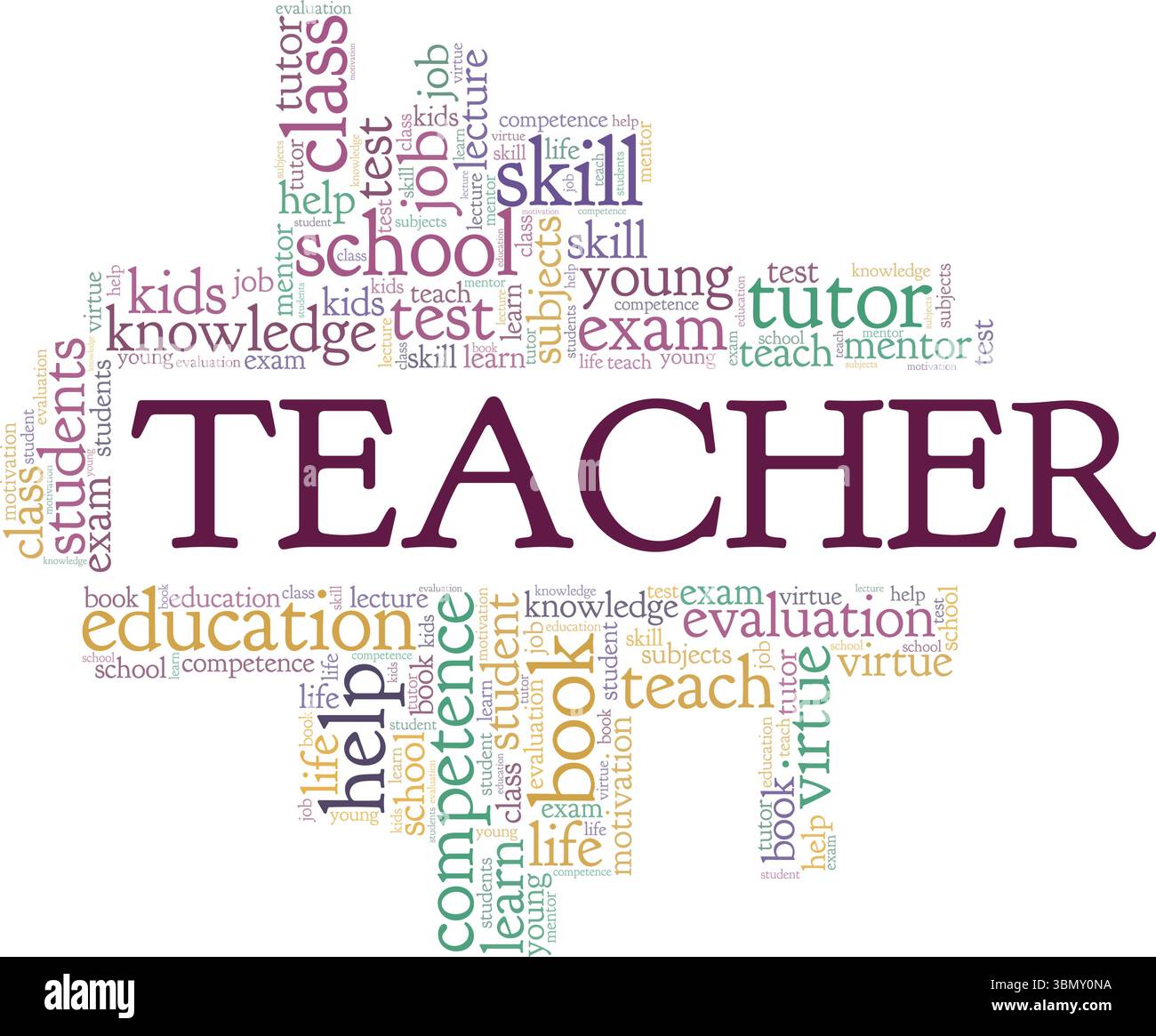 Teacher word cloud conceptual design isolated on white background Stock ...