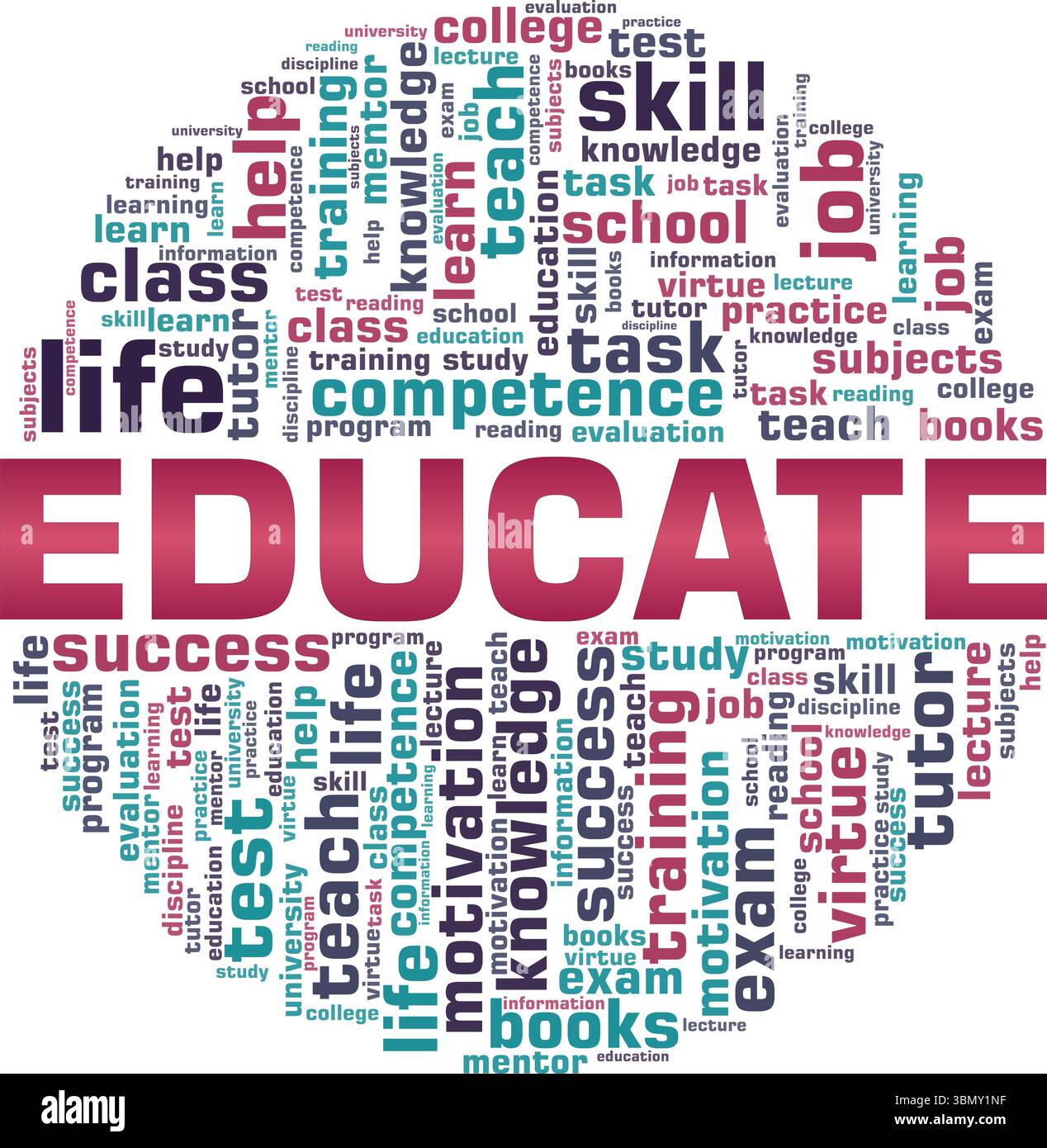 Educate word cloud conceptual design isolated on white background Stock ...