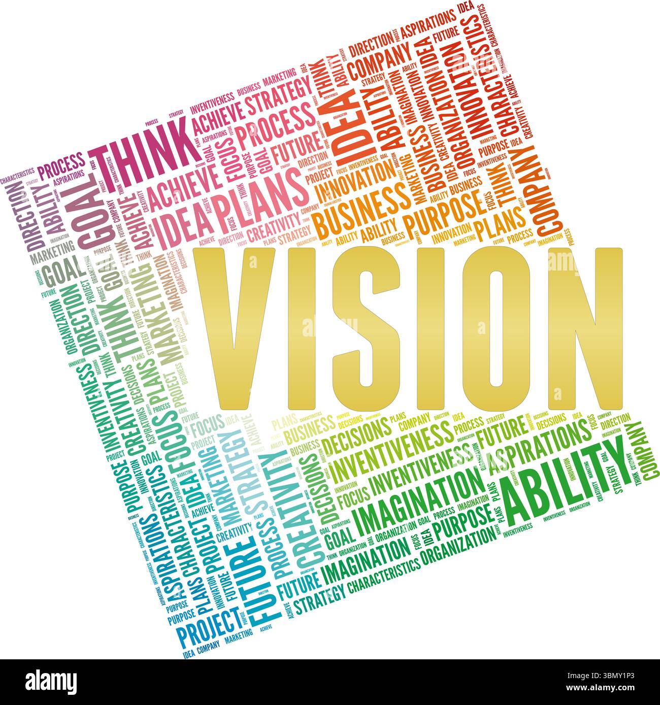 Vision word cloud conceptual design isolated on white background. Stock Vector