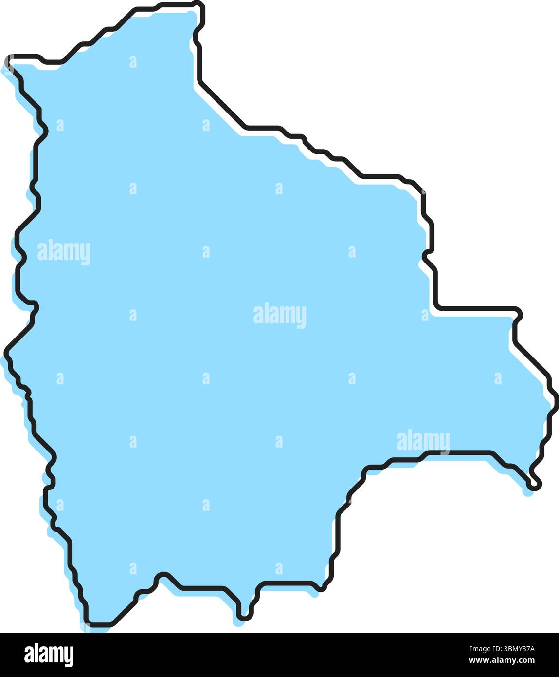 A simple stylized map of the country of Bolivia. Modern stylized ...
