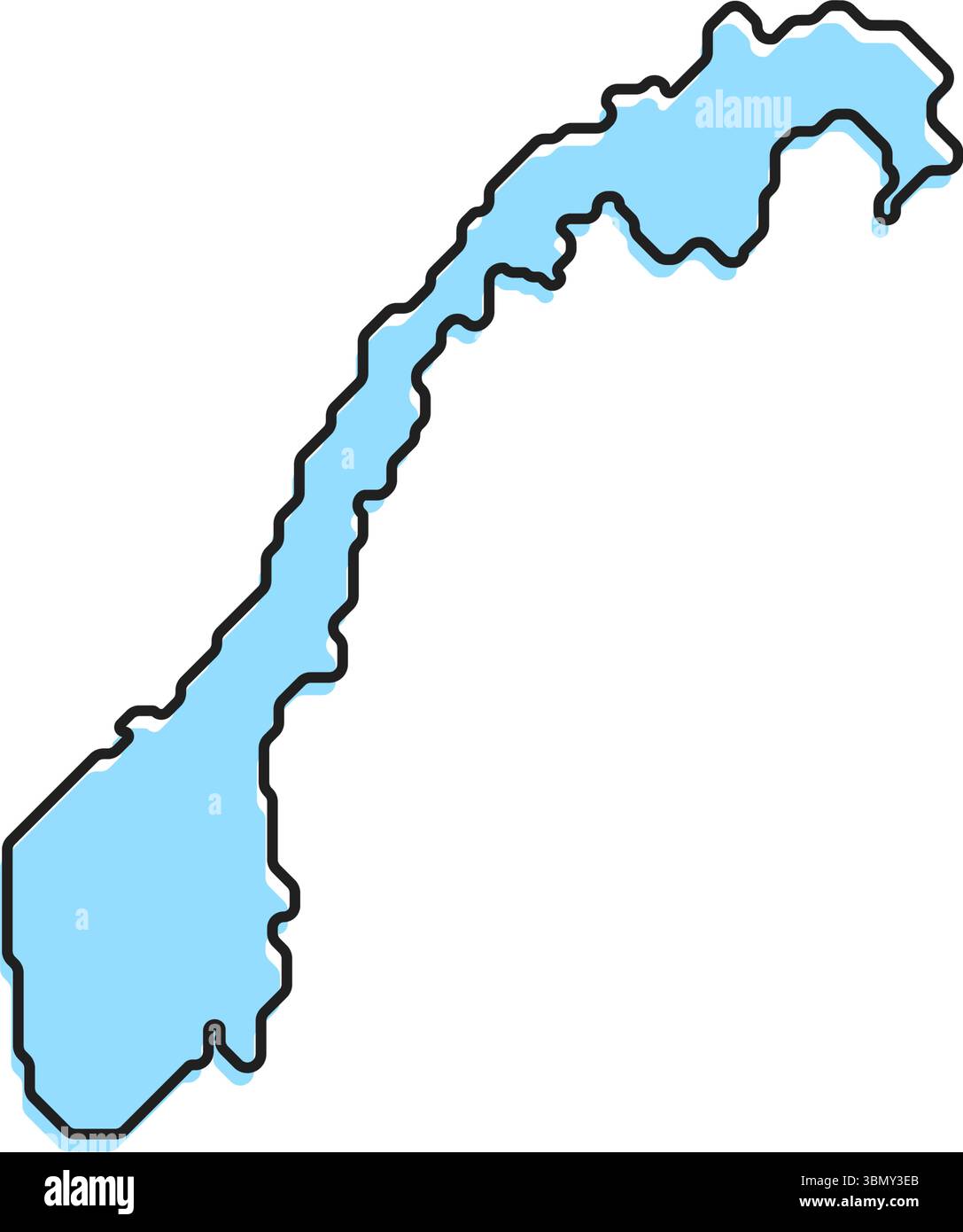 A simple stylized map of the country of Norway. Modern stylized country ...
