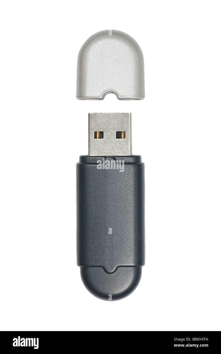 It is One external bluetooth usb with lid isolated on white. Stock Photo