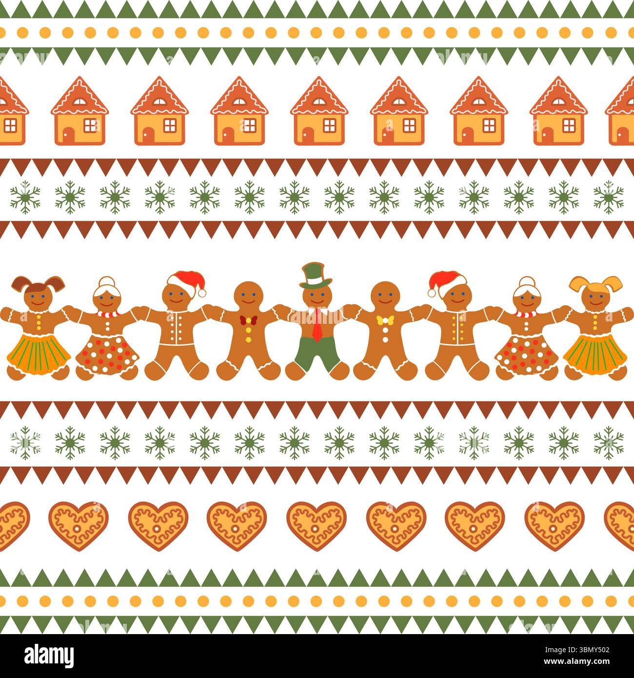 Christmas gingerbread man pattern with festive elements, ideal for ...