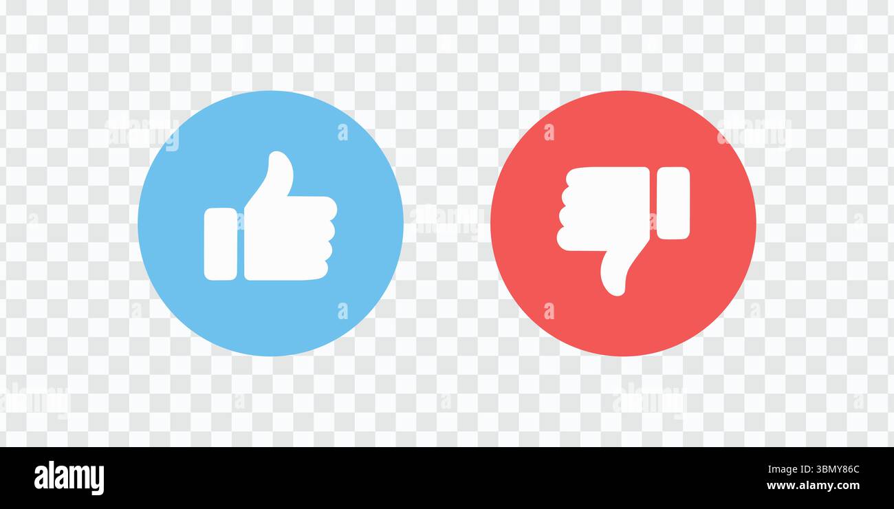 "Like and Dislike Vector Icons in Flat Style: Feedback and Reaction Symbols" Stock Vector