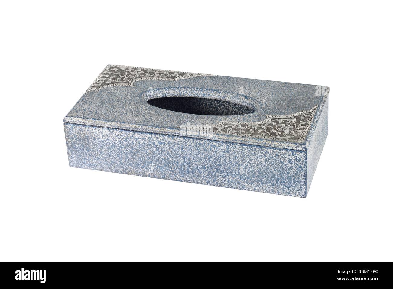 it is one empty wooden tissue box isolated on white. Stock Photo