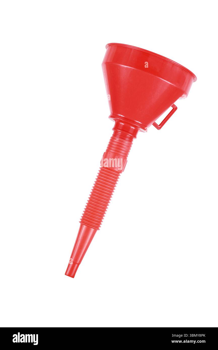 it is red plastic liquid filter funnel isolated on white Stock Photo ...