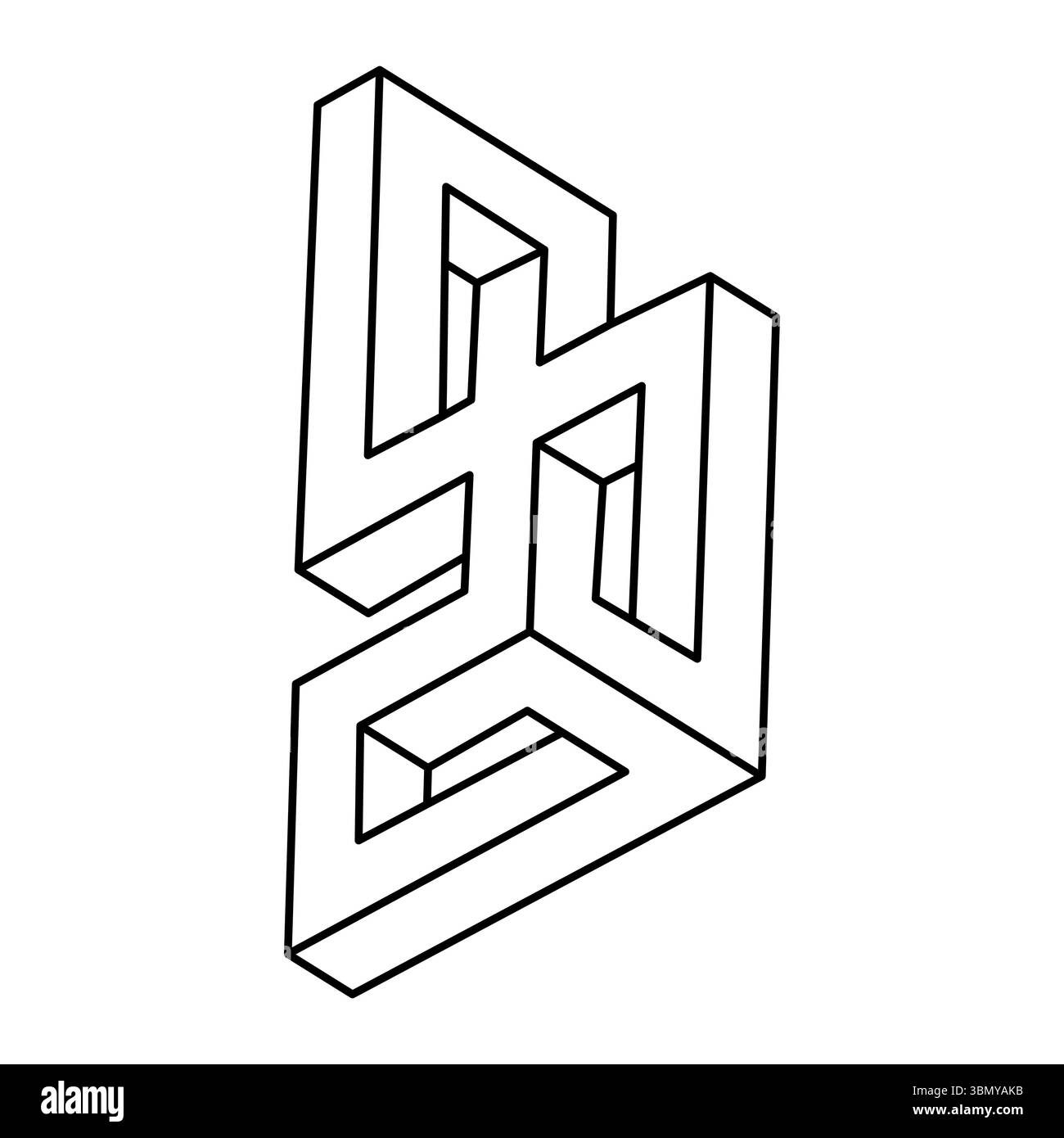 Impossible shape. Line design. Isolated on a white background. Optical ...