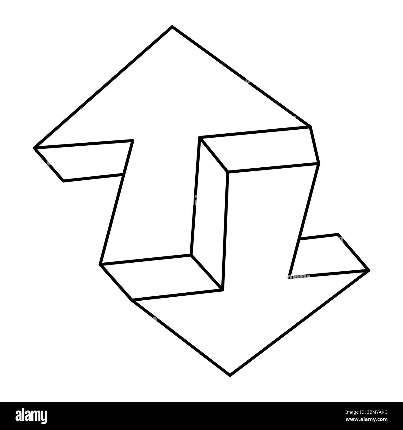 Impossible shape. Line design. Figure isolated on a white background ...