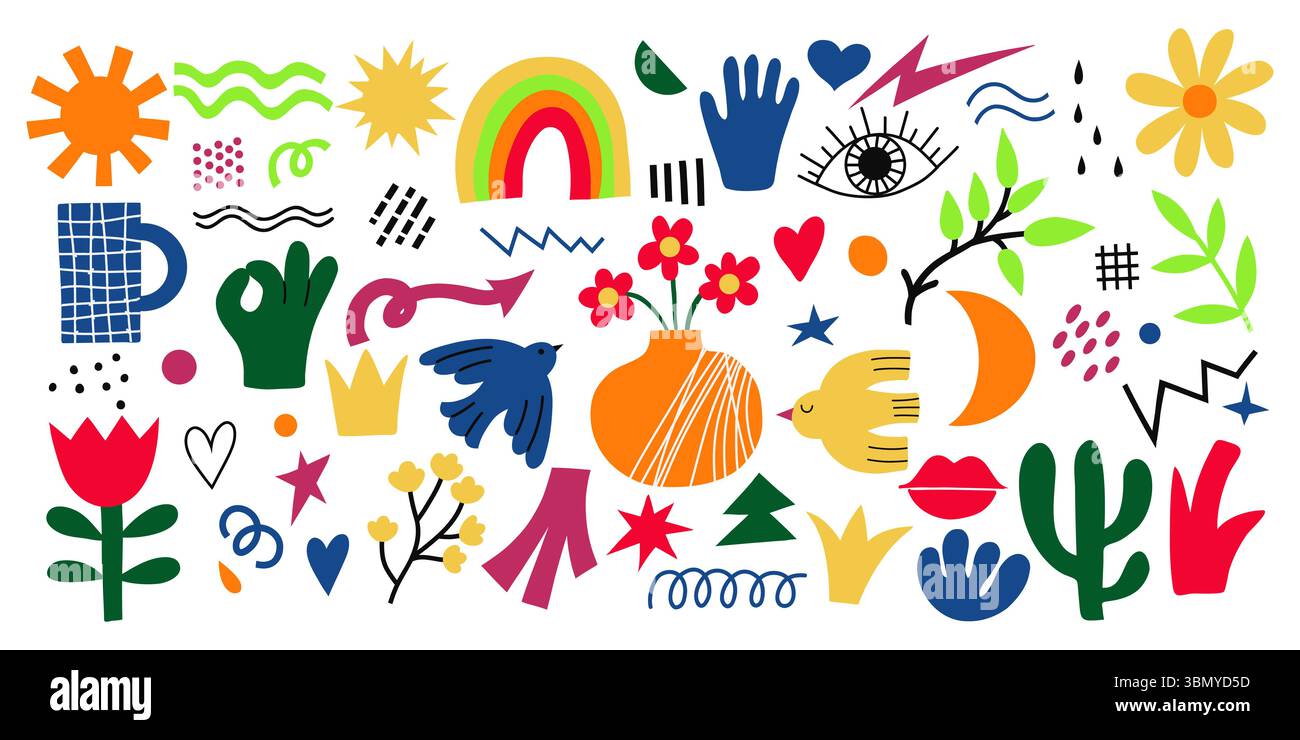 Scandinavian Style Elements Collection on White Stock Vector