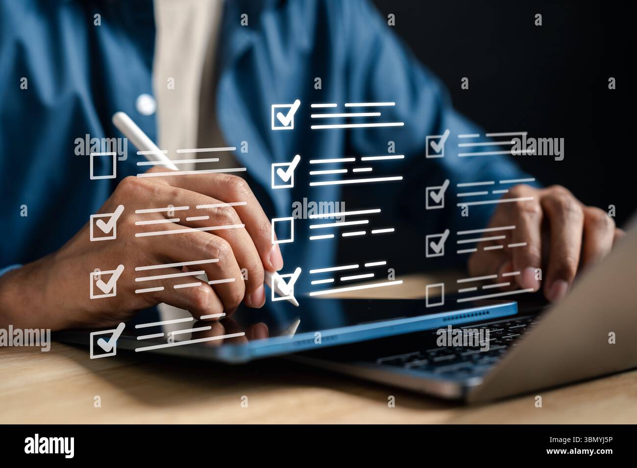 Online survey and digital checklist form, user interaction with form ...