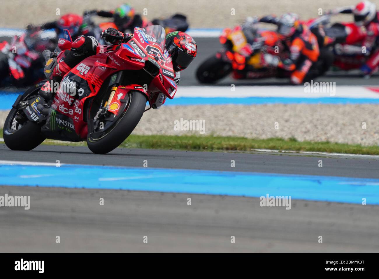 Italian rider Francesco Bagnaia of the Ducati Lenovo Team steers his ...