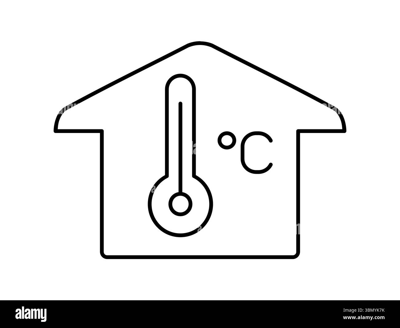 Home Temperature Thermometer Line Icon. House with a thermometer and ...