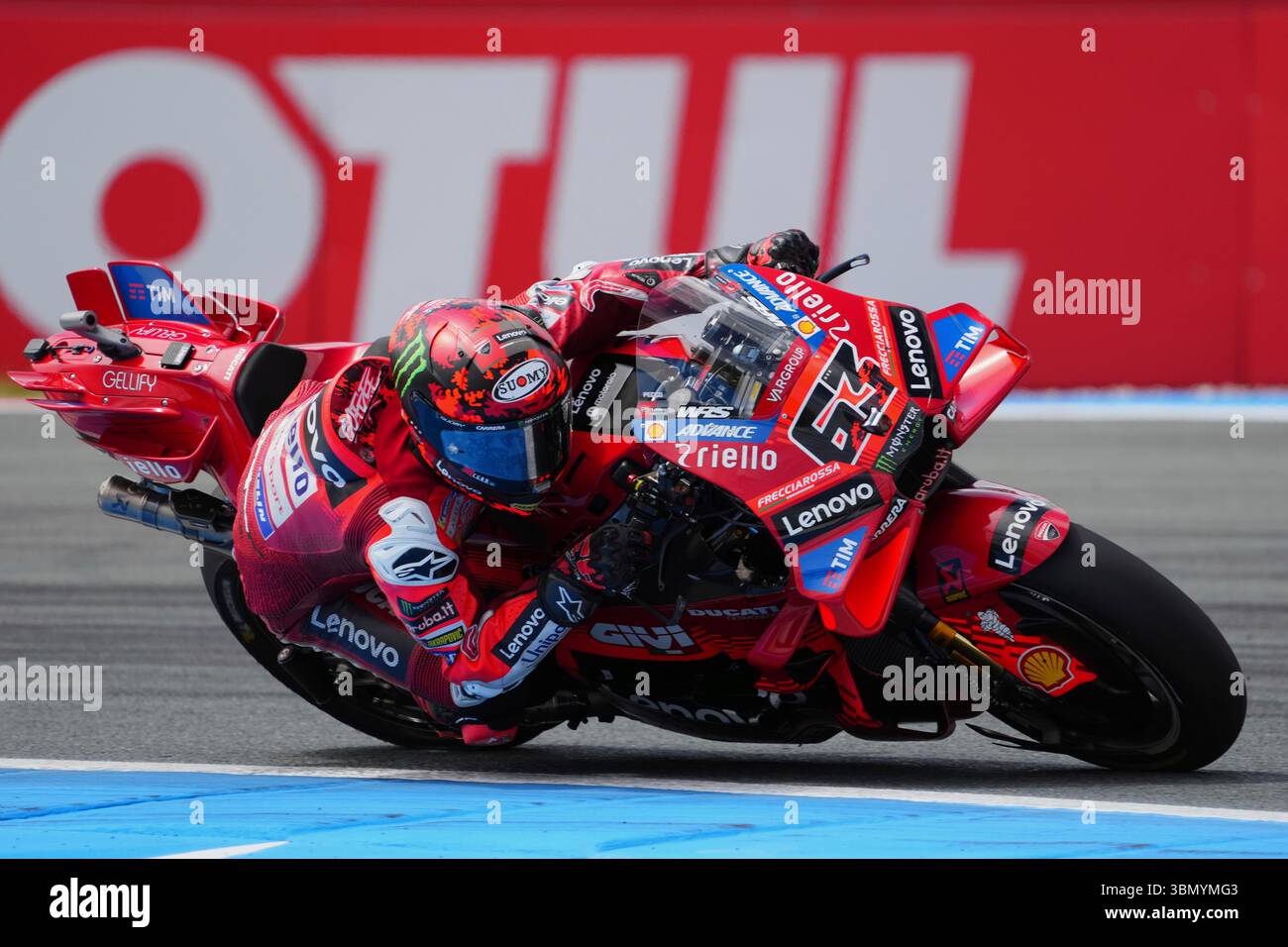 Italian rider Francesco Bagnaia of the Ducati Lenovo Team steers his ...