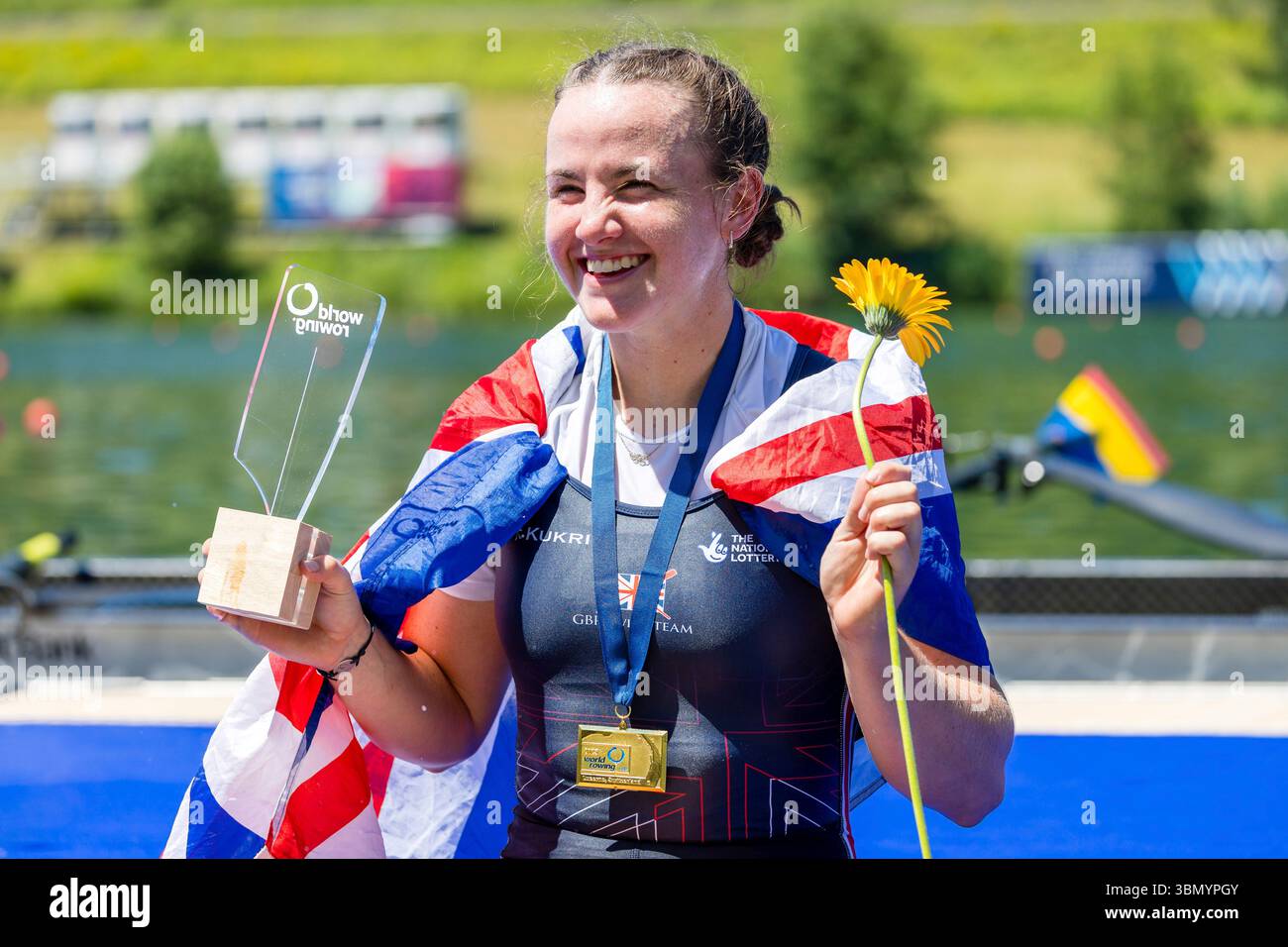 Henry Jones Rower Lauren Henry of Great Britain celebrates her victory after winning the ...