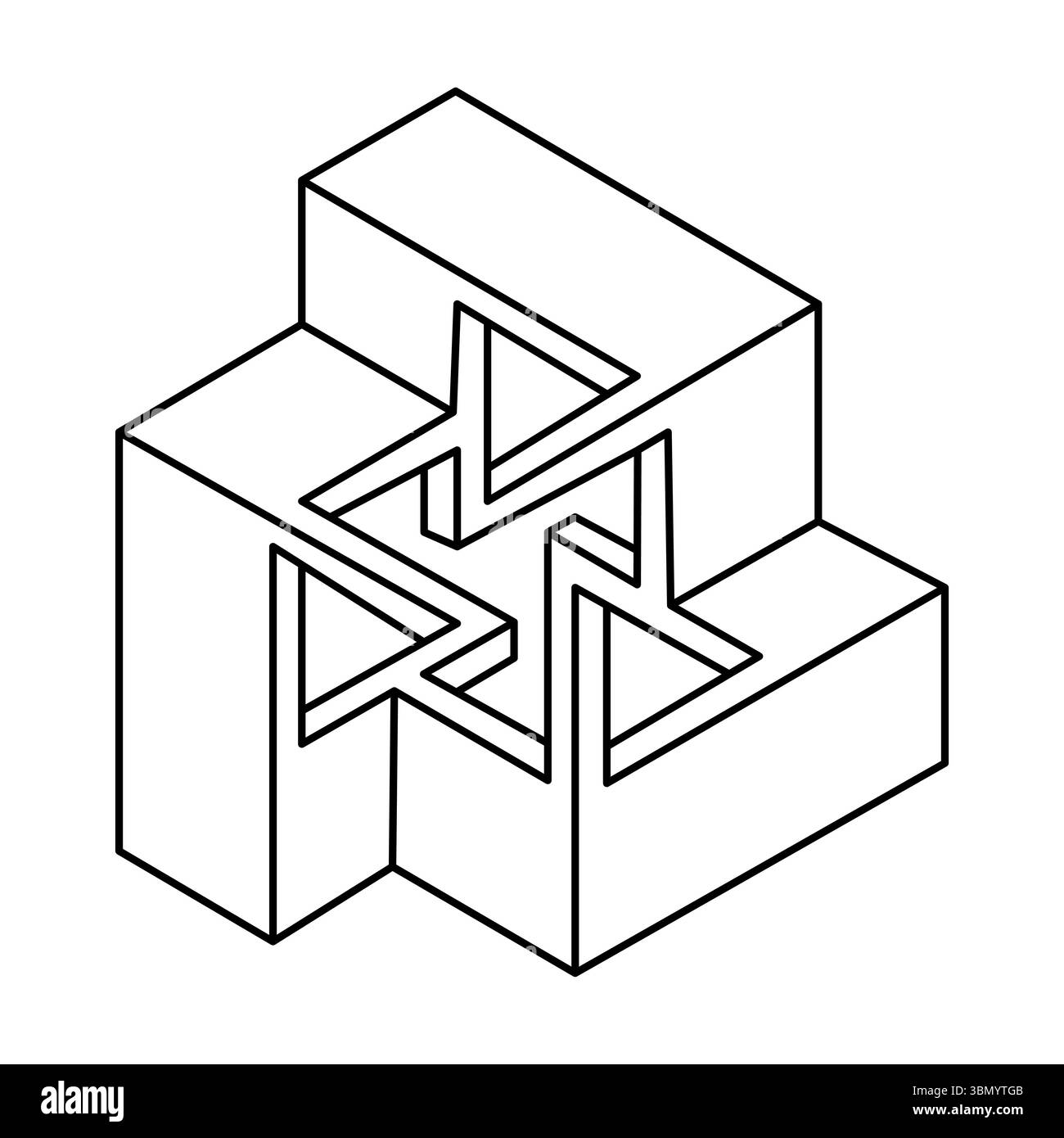 Geometry Ralated Objects Optical illusion shape. Impossible object. Optical art figure. Sacred ...