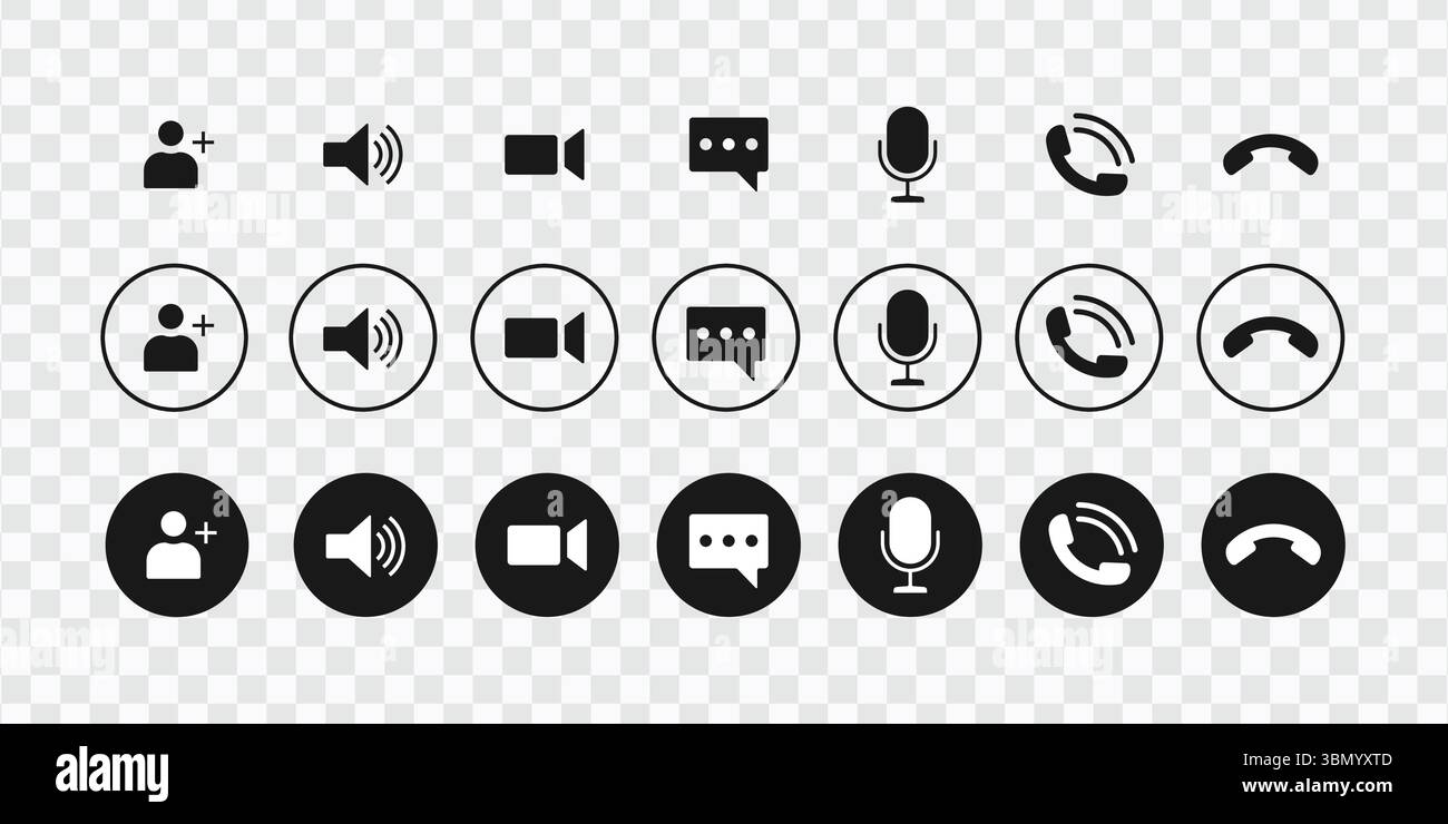 Communication Icons Set Video Call Audio Chat And Voice Features 