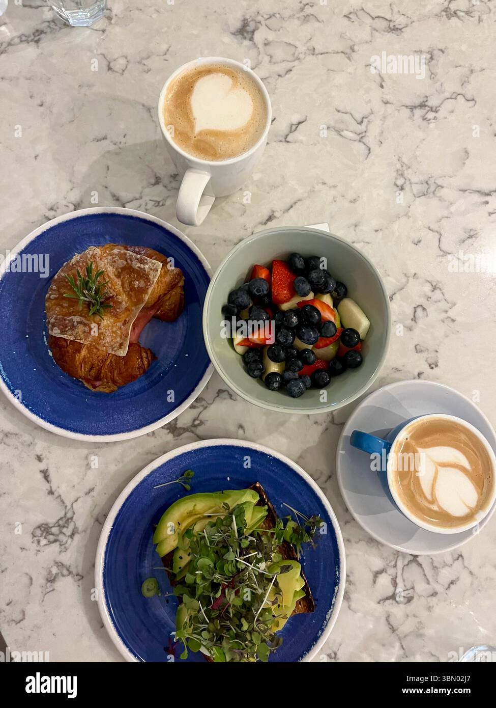 Tabletop breakfast at La Parisienne Café in NYC - Smartphone Captured Stock Image