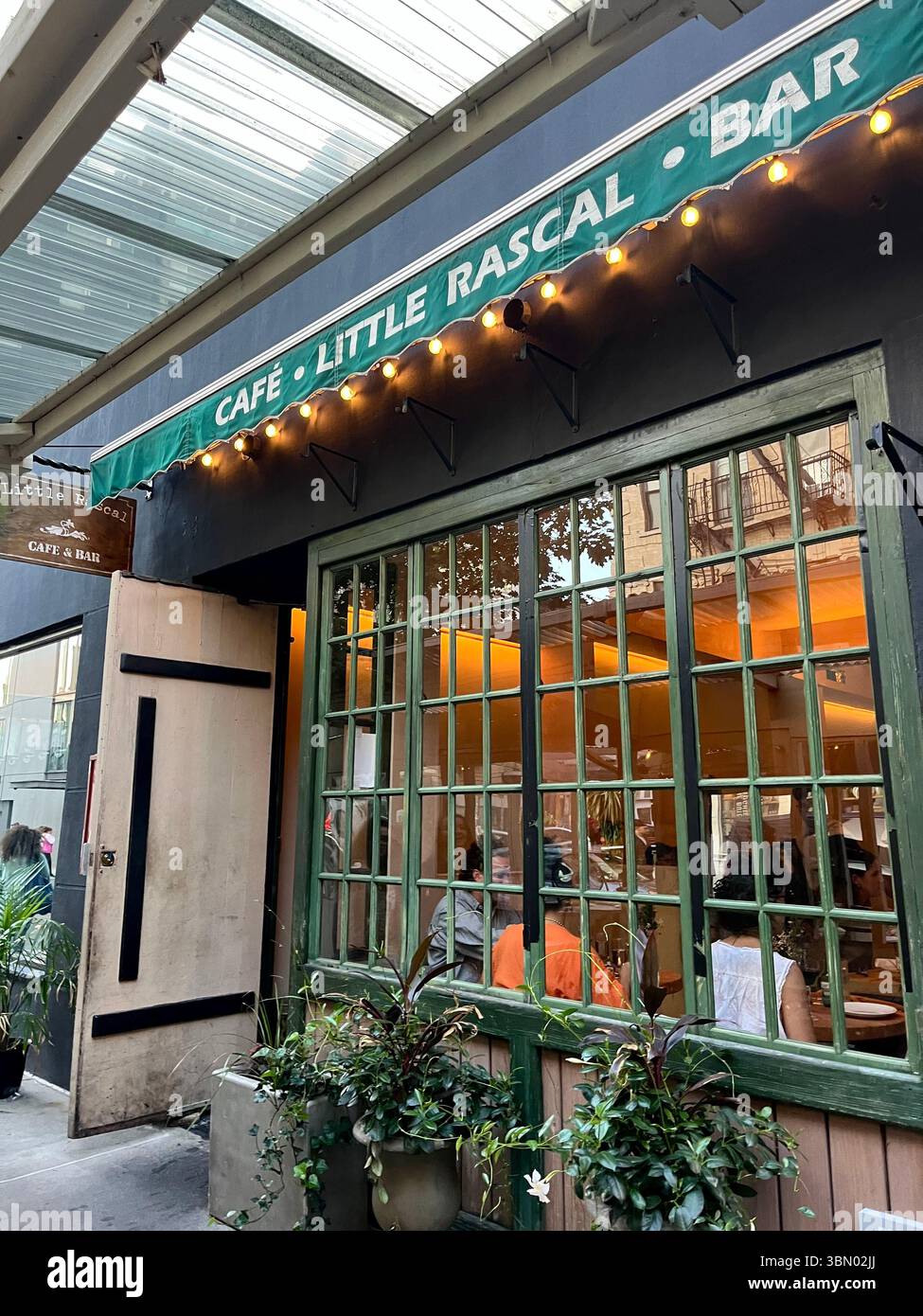 Exterior of Little Rascal restaurant in Nolita, NYC - Smartphone Captured Stock Image