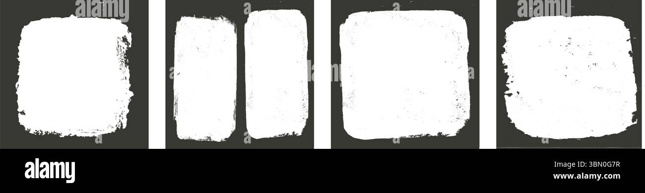 Grunge square photo frames set templates. Ink paint border with rough ...