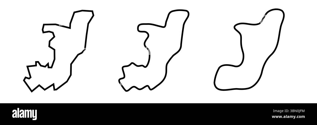 Republic of the Congo country black outline silhouettes in three ...
