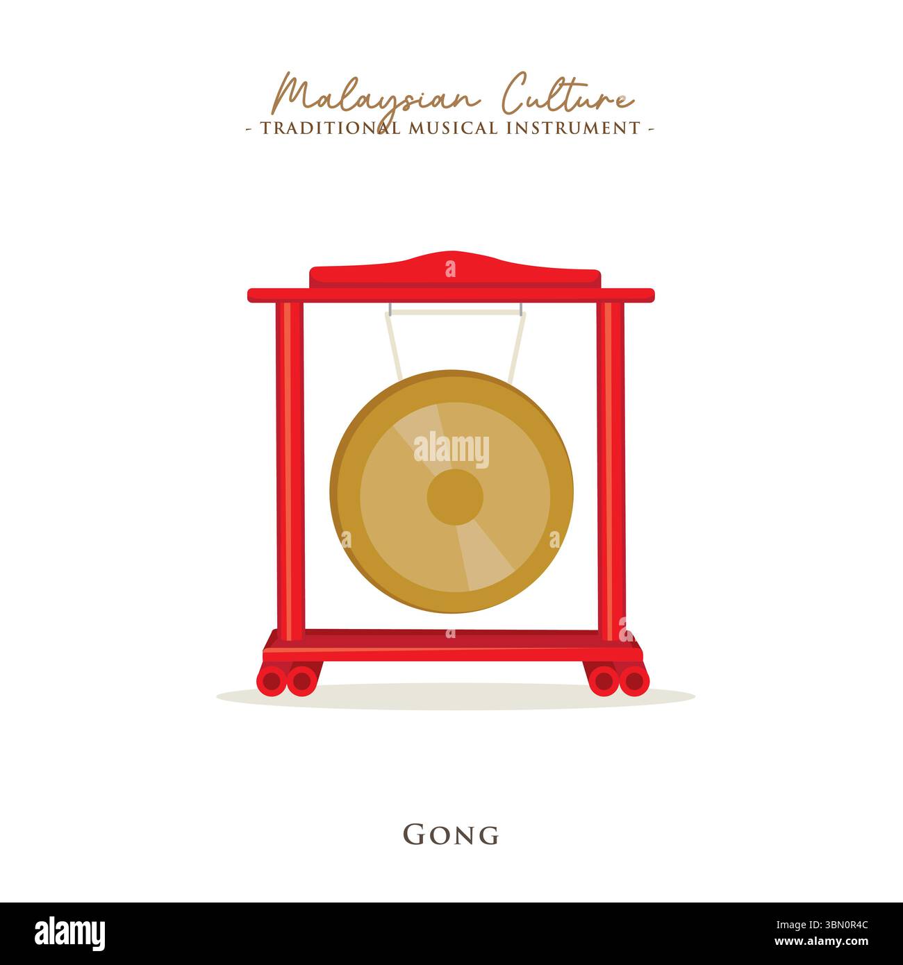 Vector illustration on Malaysian traditional musical instrument, Gong ...