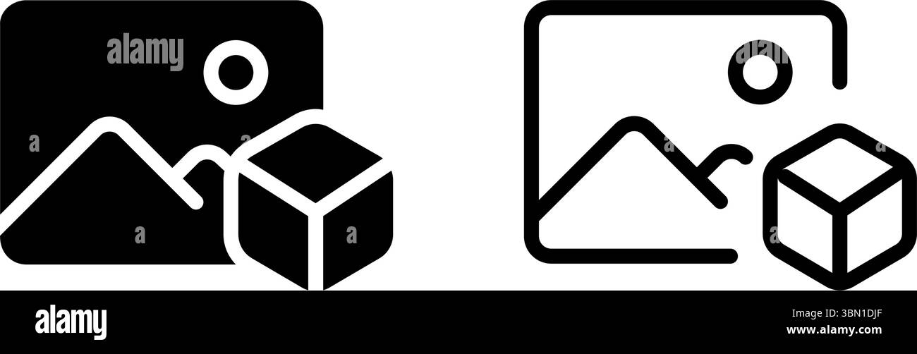A minimalist blockchain icon set featuring wallet, chain, and gallery-related visuals. Perfect for crypto apps, NFTs, and decentralized platforms. Stock Vector