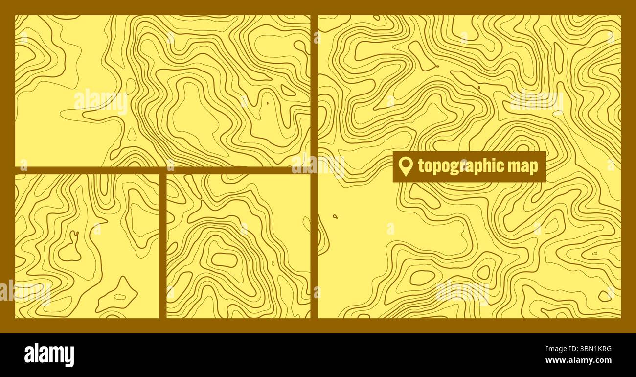 Colorful topographic map sets with contour lines. Geographic terrain ...