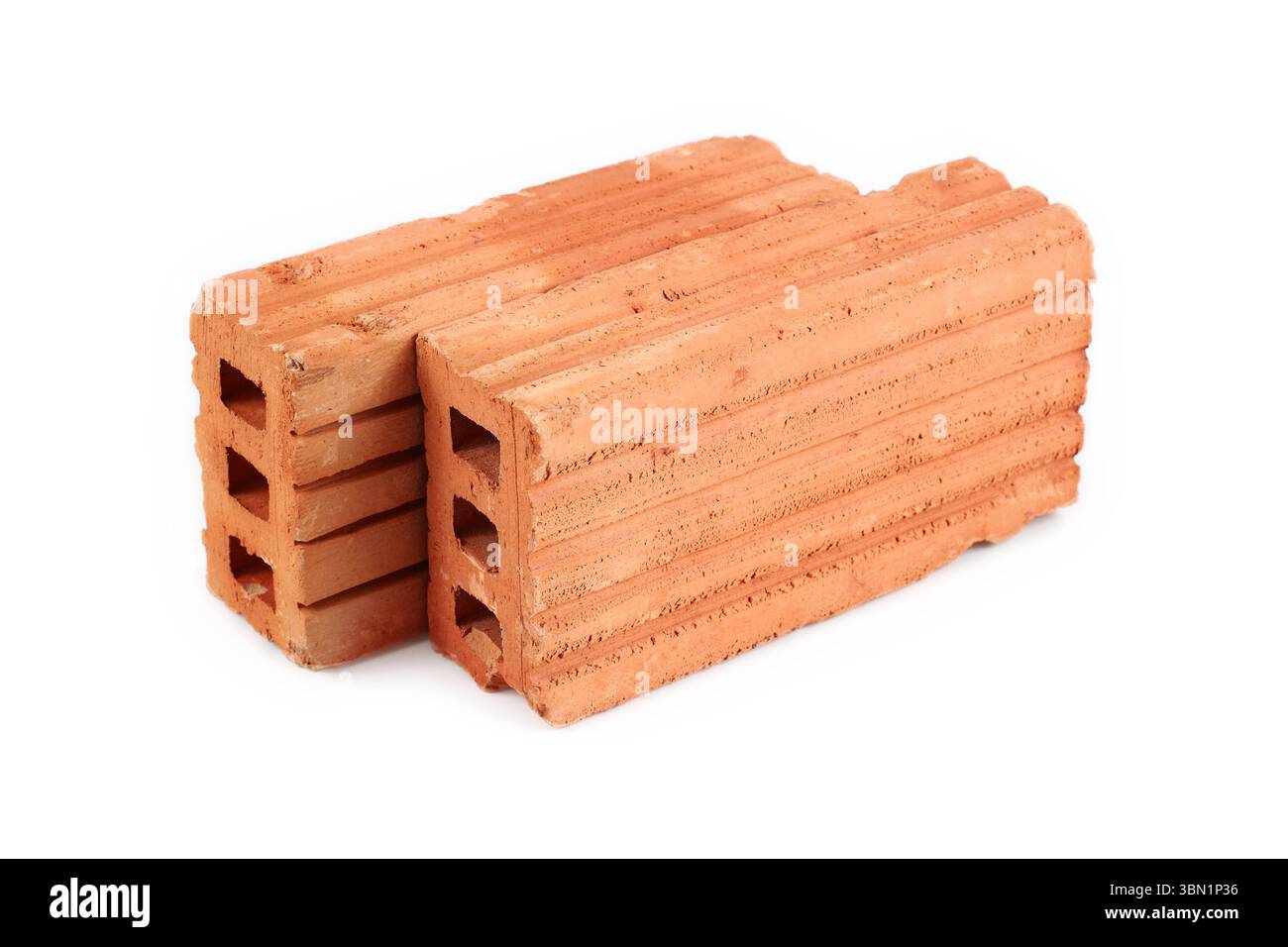 It is Two bricks for construction isolated on white. Stock Photo