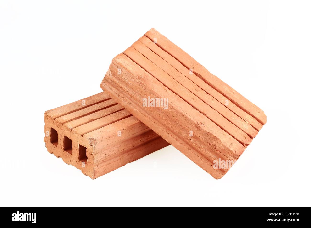 It is Two bricks for construction isolated on white. Stock Photo