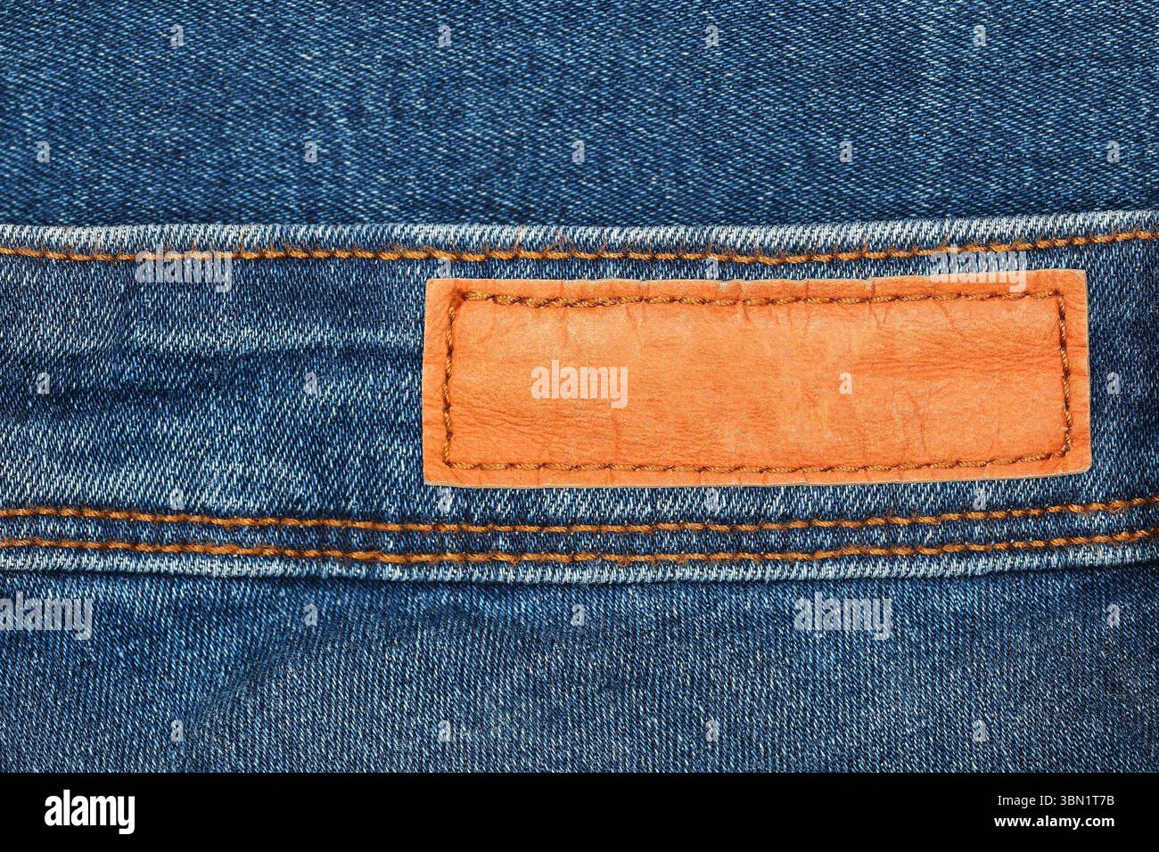 it is leather jeans label for pattern. Stock Photo