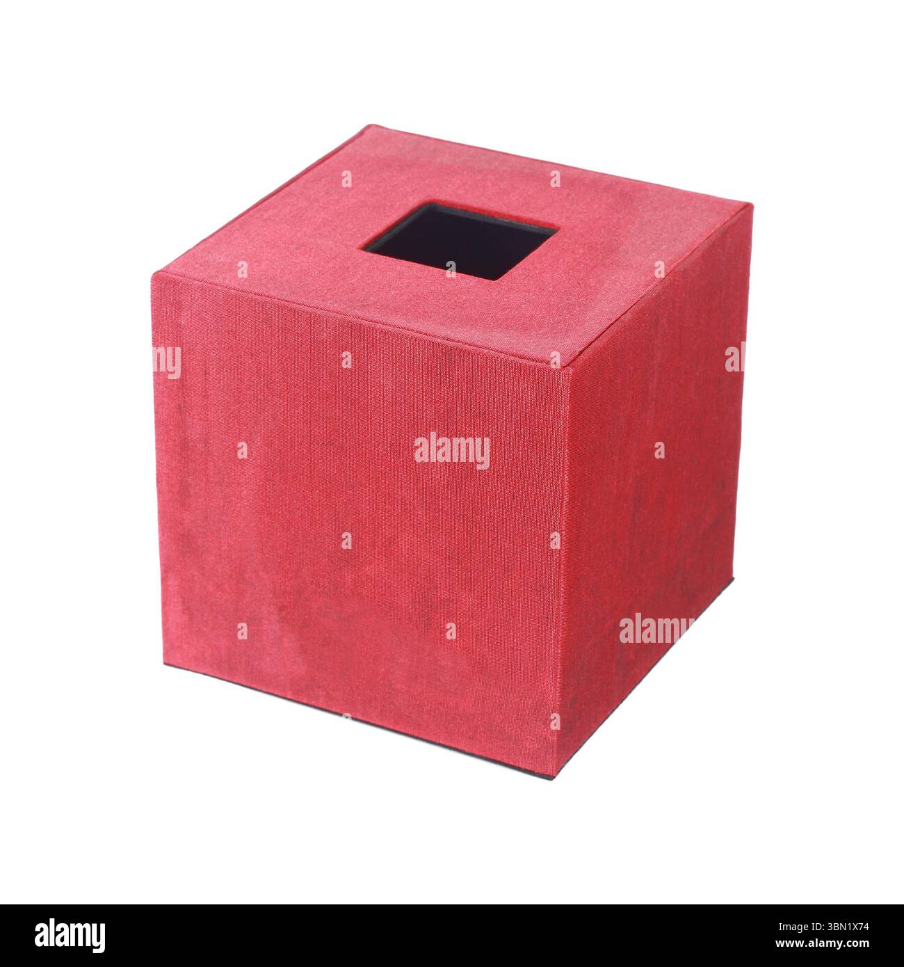 it is red silk tissue box isolated on white. Stock Photo