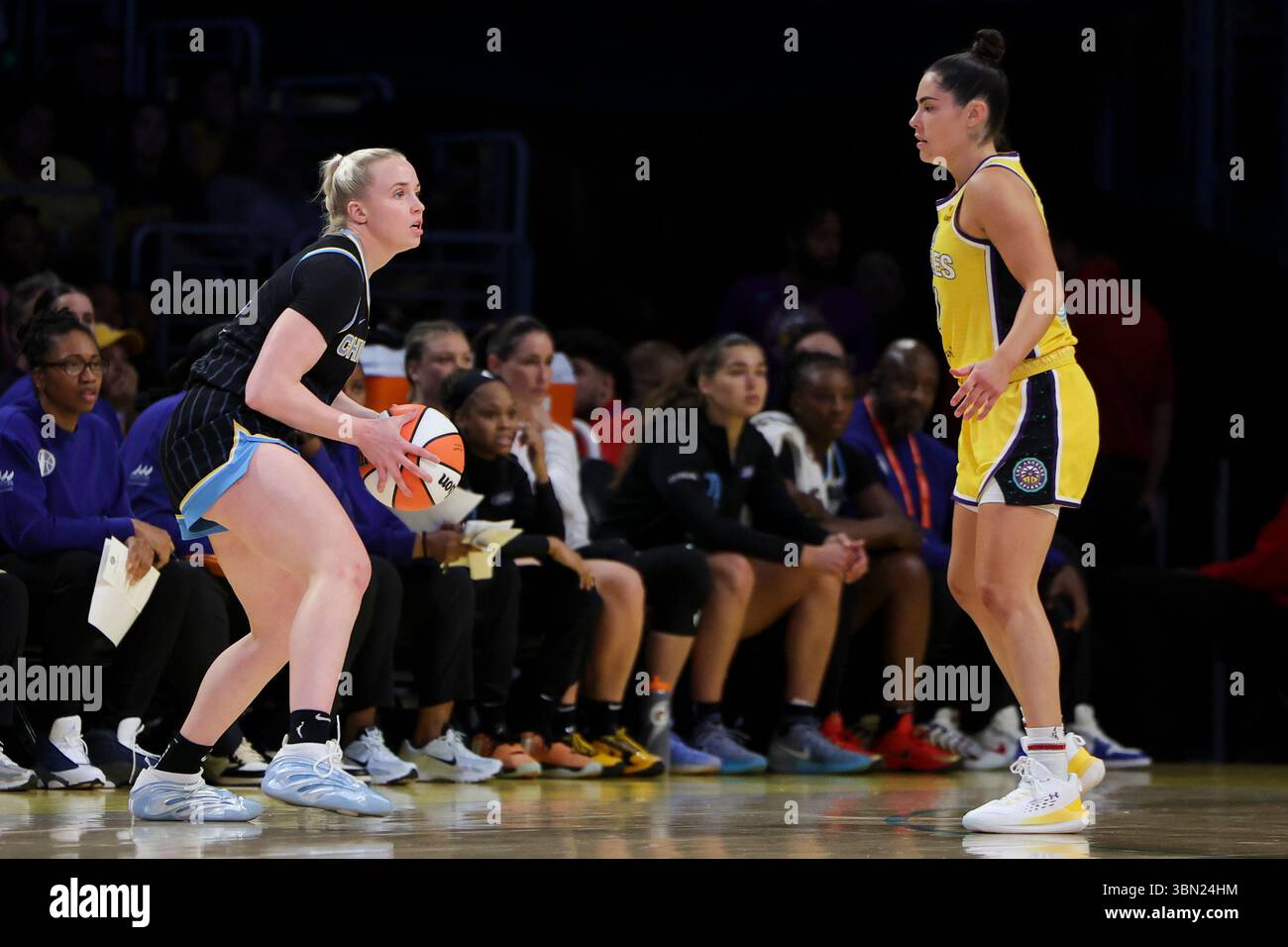 Hailey Guard Chicago Sky guard Hailey Van Lith, left, looks to pass against Los ...