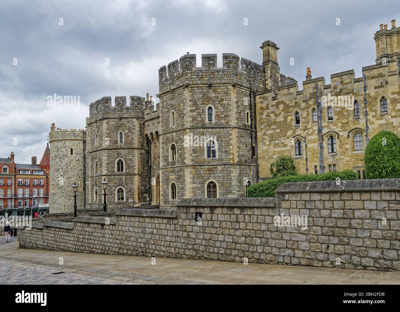 Windsor Castle in front of a cloudy sky. Windsor, Berkshire, England, Great Britain Stock Photo