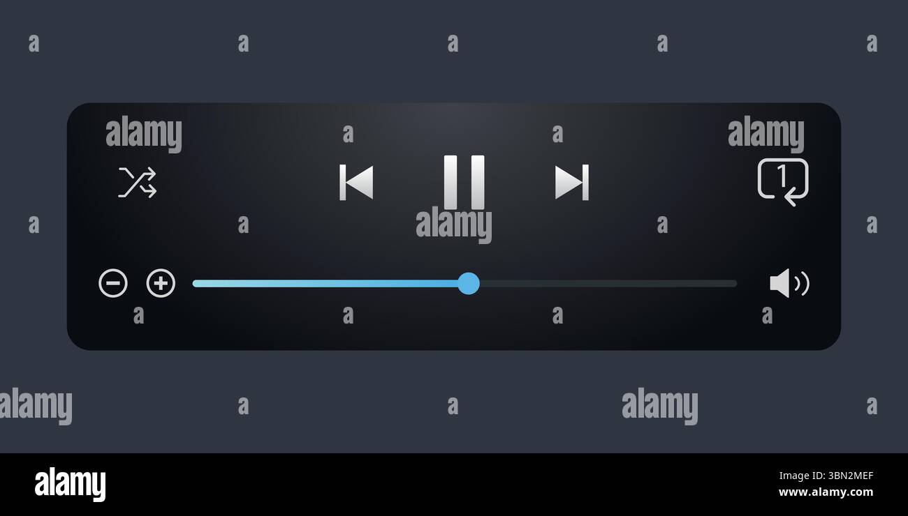 Minimized video player bar or audio player control panel Stock Vector