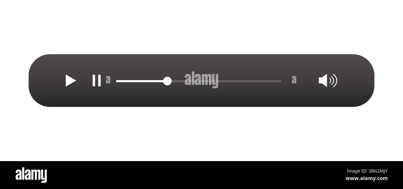 Minimized video player bar or audio player control panel Stock Vector
