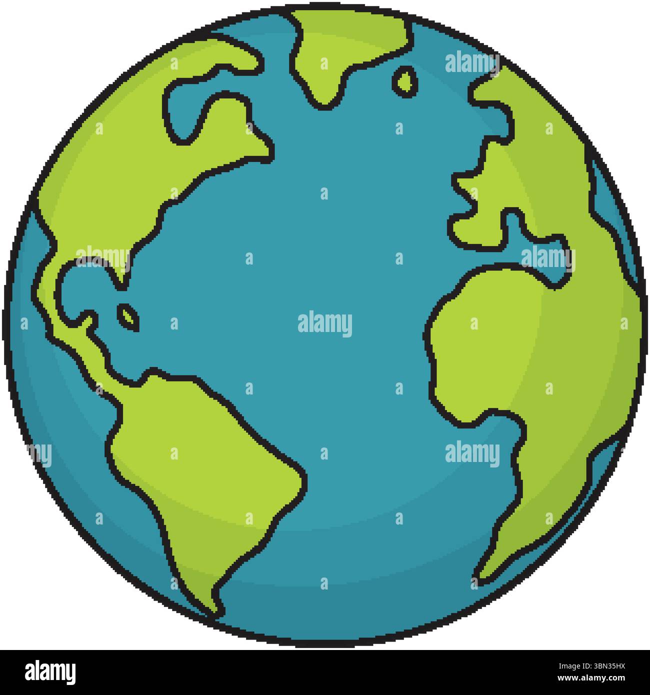 Vector illustration of Earth with bold outlines and vibrant colors ...