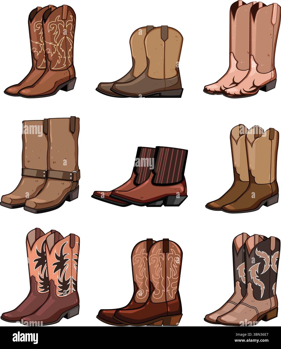 cowboy boots set cartoon vector illustration Stock Vector Image & Art ...