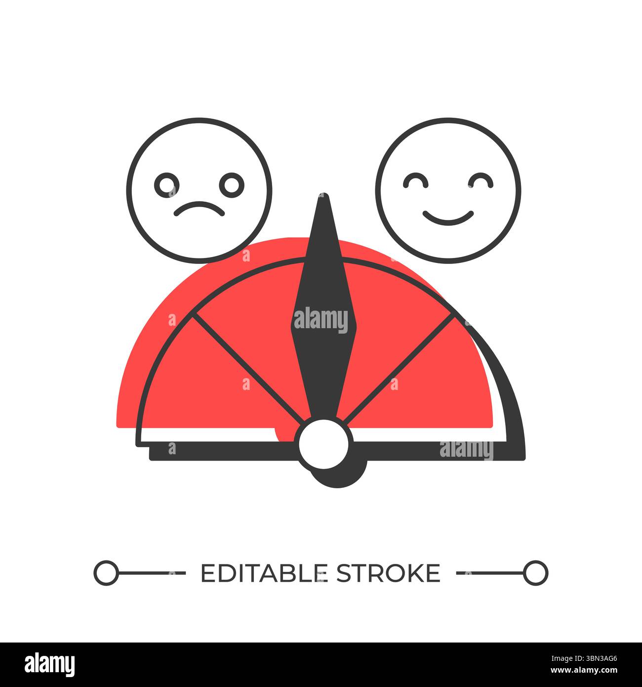 Satisfaction meter offset shadow line icon Stock Vector