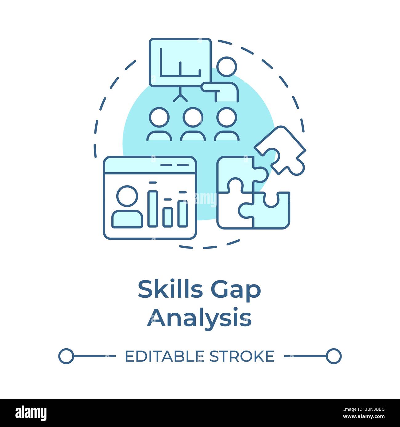 Skills gap analysis soft blue concept icon Stock Vector