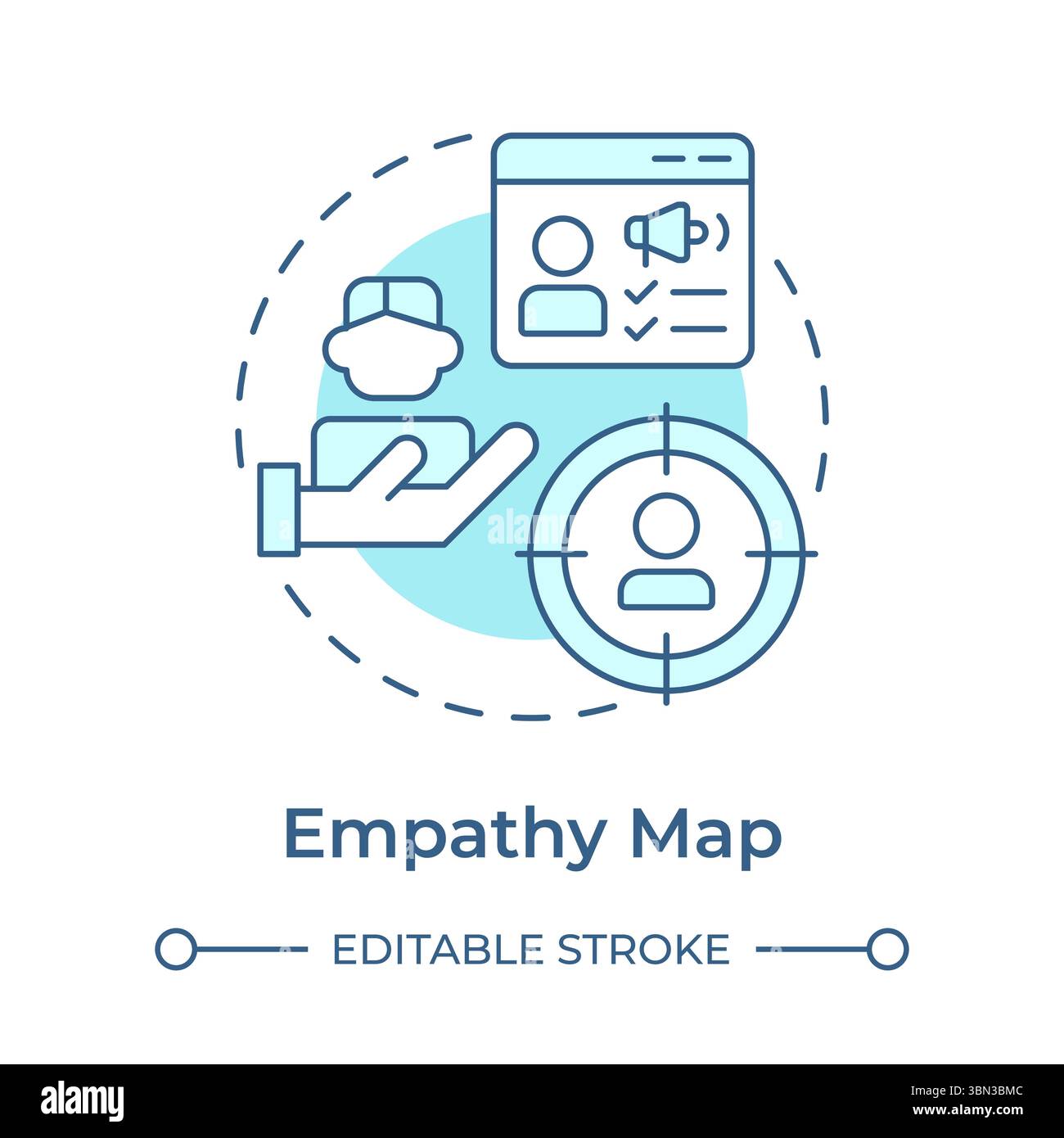 Empathy map soft blue concept icon Stock Vector