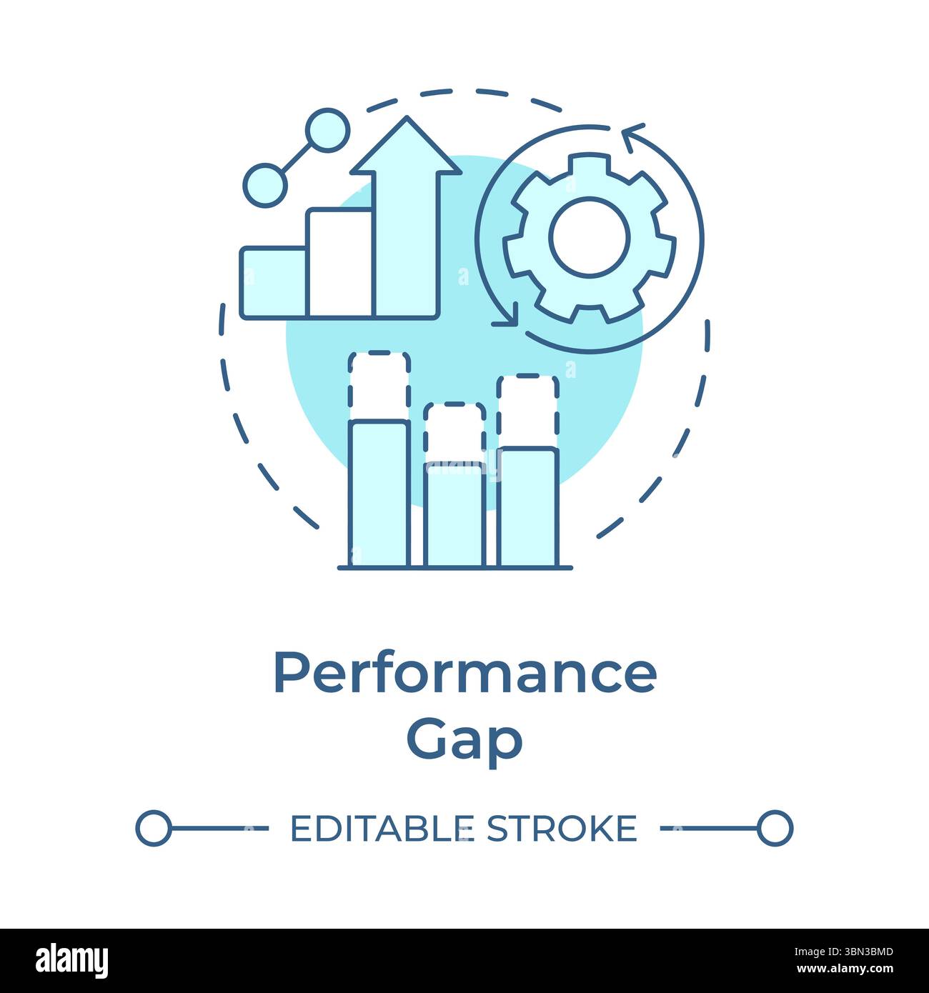 Performance gap analysis soft blue concept icon Stock Vector