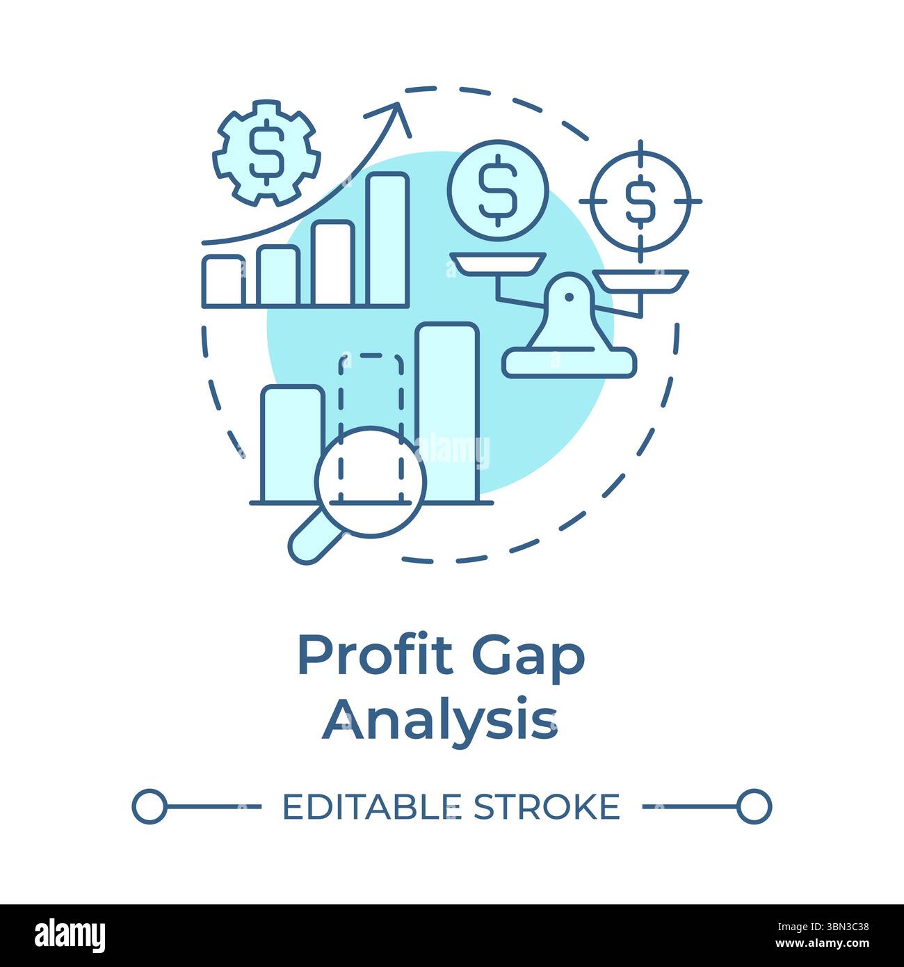Profit gap analysis soft blue concept icon Stock Vector