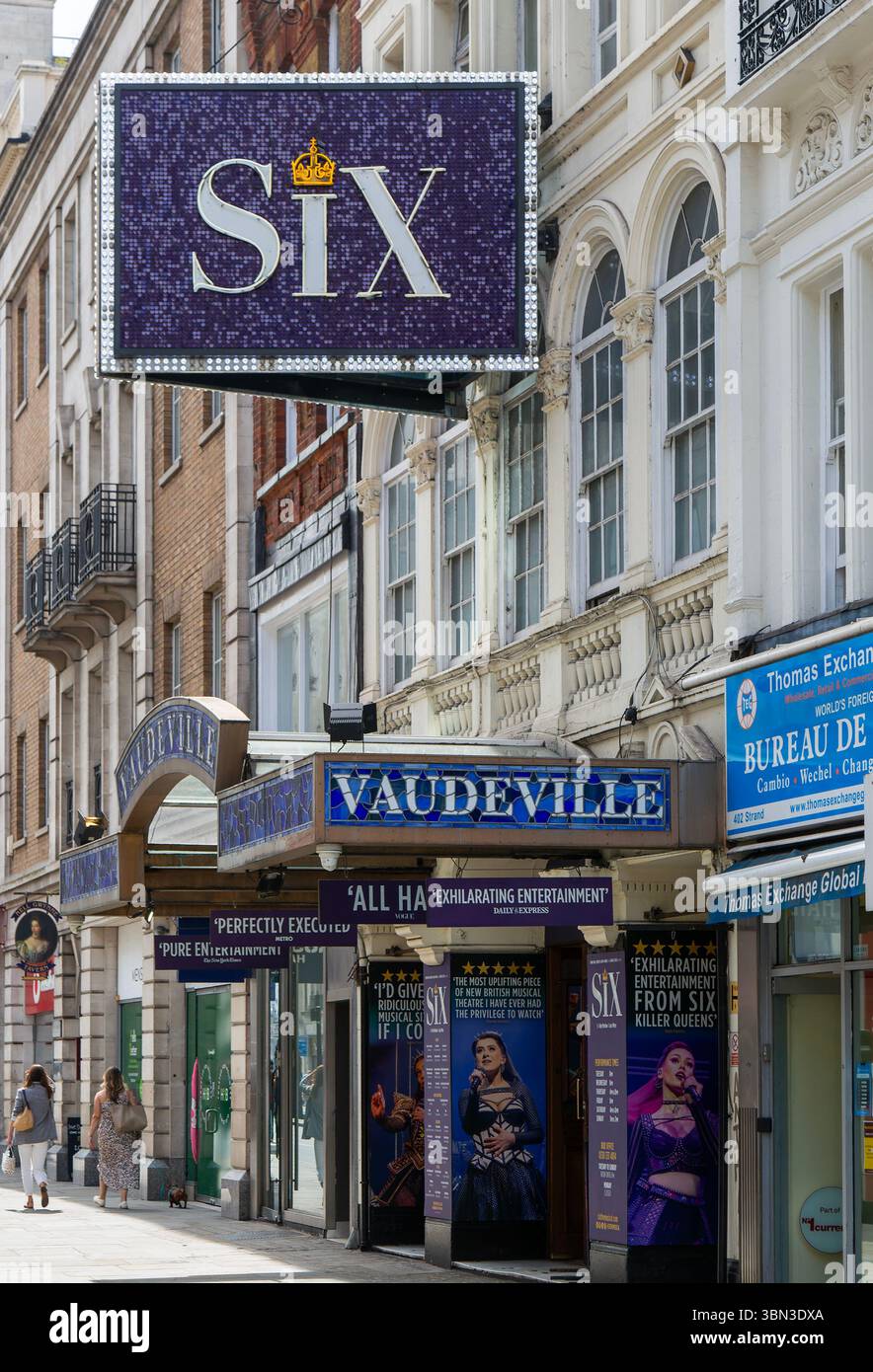 Six the Musical on show at the Vaudeville theatre, Strand, central London, England, UK Stock Photo