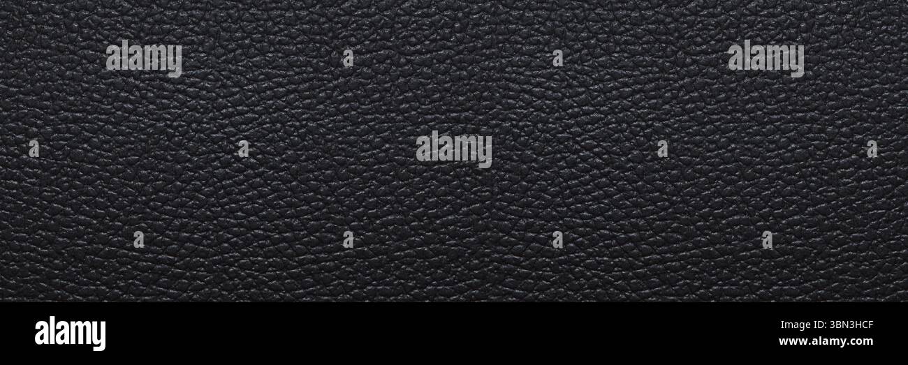 it is luxury horizontal black leather texture for pattern and background. Stock Photo