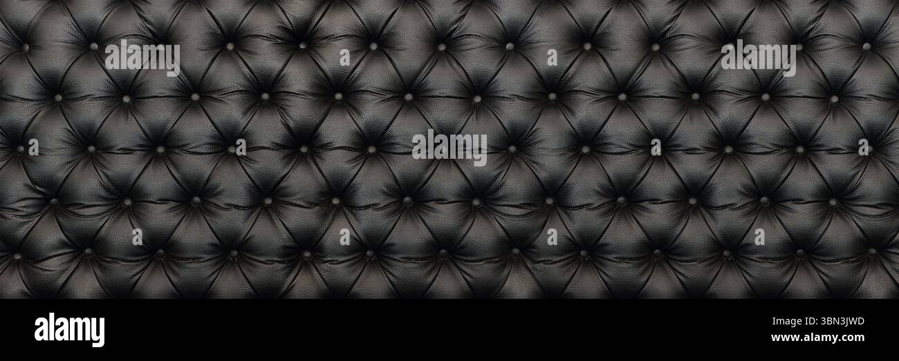 it is horizontal elegant black leather texture with buttons for pattern and background. Stock Photo