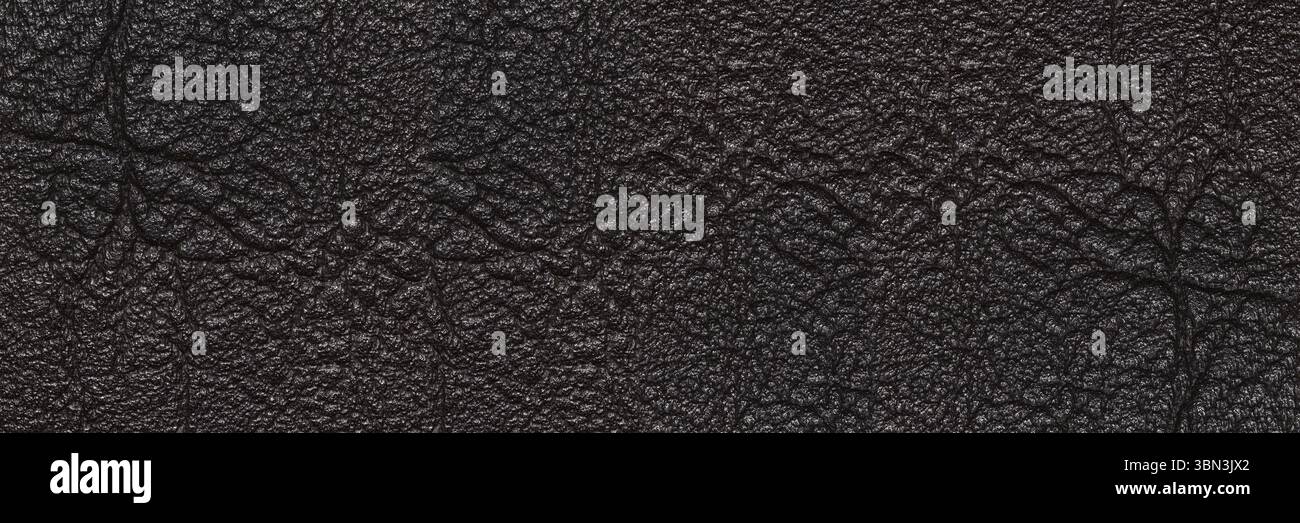 it is luxury horizontal black leather texture for pattern and background. Stock Photo